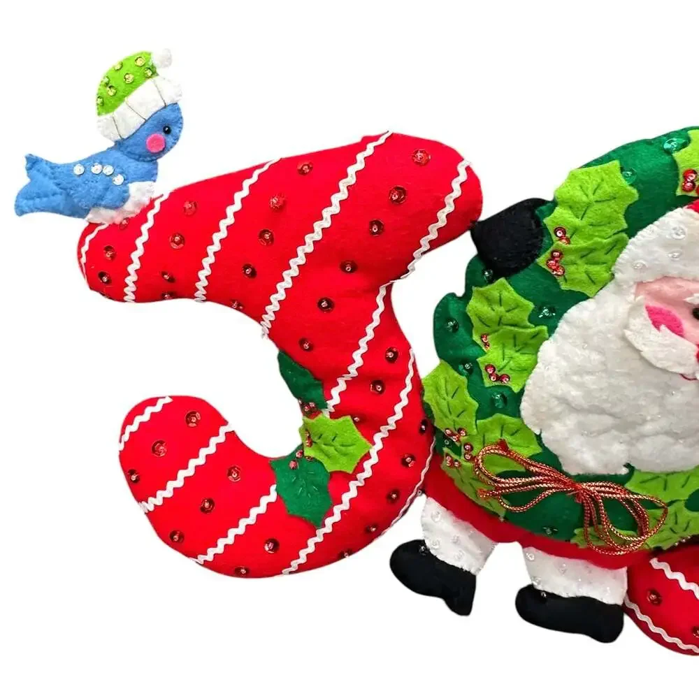 Bucilla Jolly Santa Felt Wall Hanging Decoration Christmas Joy